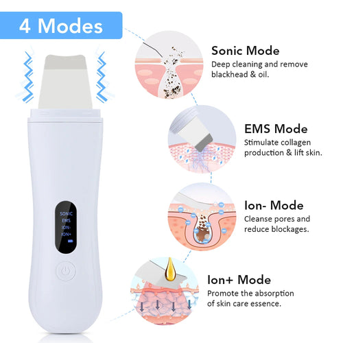 Ultrasonic Skin Scrubber – 4-Mode Facial Cleansing & Lifting Device